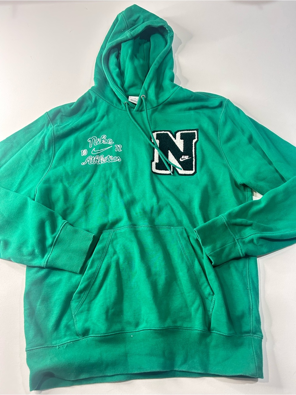 Nike Green Small Hooded Sweatshirt with Embroidered 'N' Patch
